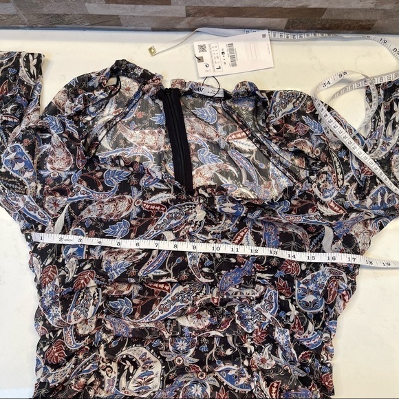 Zara Paisley Floral Print Draped Ruched Mini Dress Size L NWT - Picture 11 of 14